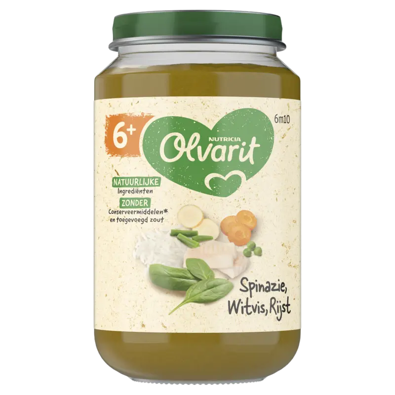 Olvarit Spinazie witvis rijst 6m+