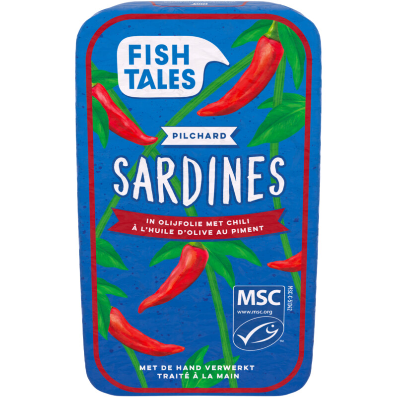 Een afbeelding van Fish Tales Sardines in olijfolie met chili
