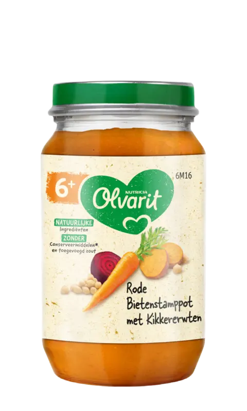 Olvarit Rode bietstamppot met kikkererwten 6m+