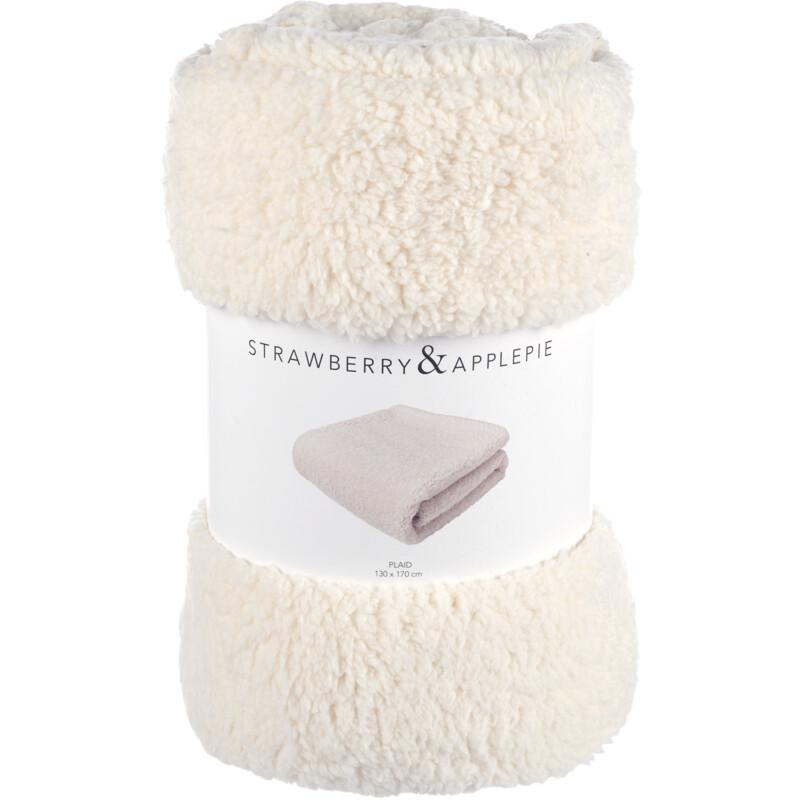 Een afbeelding van S&A Plaid sherpa gebroken wit 130x170cm
