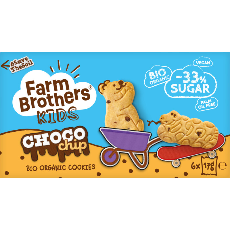 Een afbeelding van Farm Brothers Choco chip bio cookies