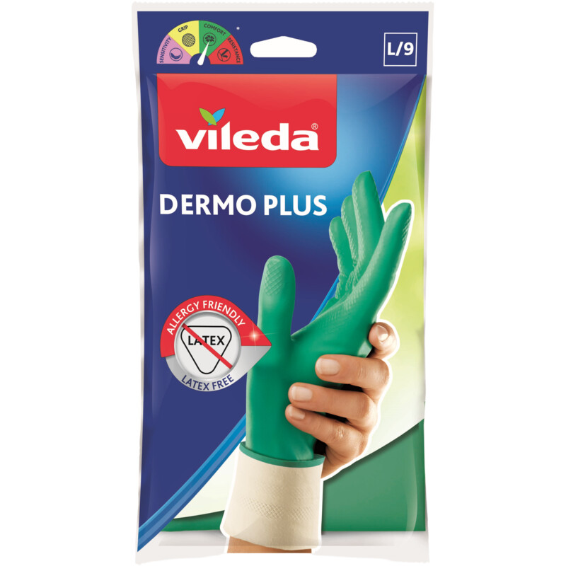 Een afbeelding van Vileda Handschoenen dermo plus maat L