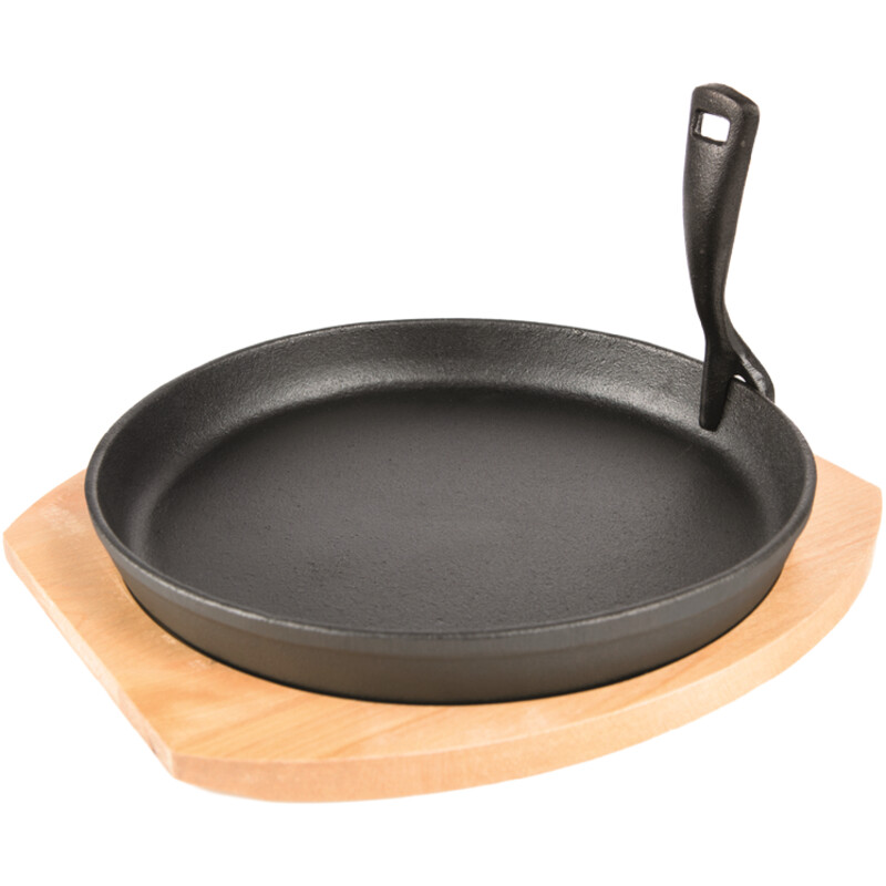 Een afbeelding van Grill Guru Cast iron cooking plate en holder