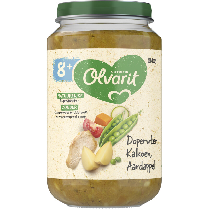 Een afbeelding van Olvarit Doperwten kalkoen aardappel 8m+