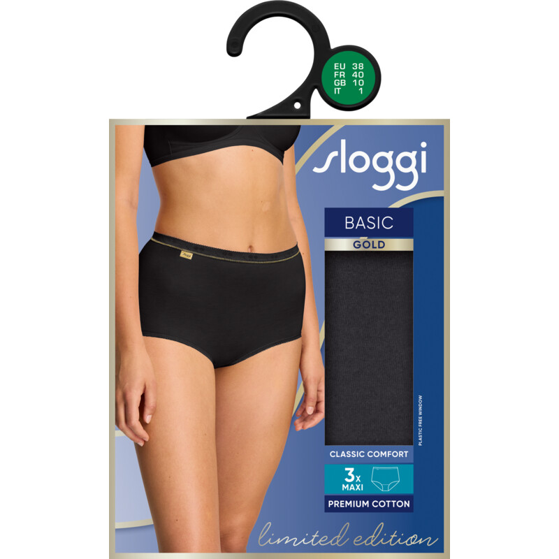 Een afbeelding van Sloggi Basic maxi zwart maat 42 3-pack