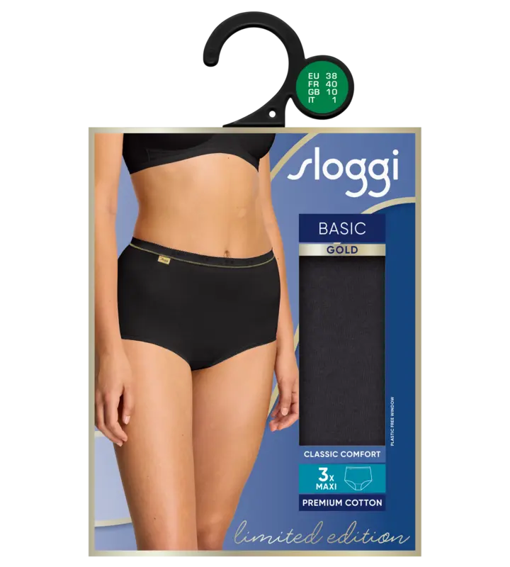 Basic maxi zwart maat 42 3-pack