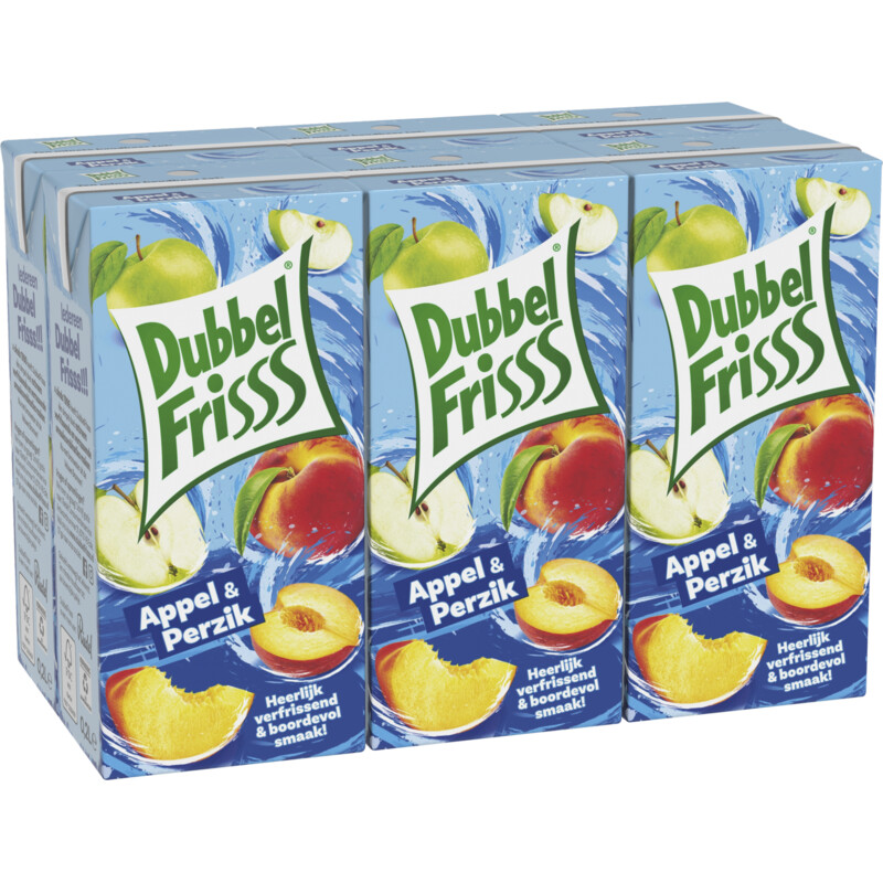Een afbeelding van DubbelFrisss Appel & perzik 6-pack