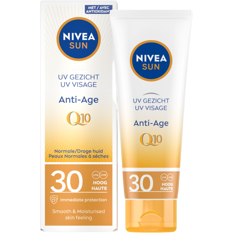Een afbeelding van NIVEA Sun uv gezicht anti-age Q10 spf30 creme