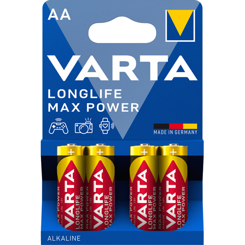 Een afbeelding van Varta Longlife max power AA alkaline batterij