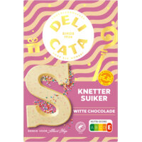 Een afbeelding van Delicata Chocoladeletter wit knettersuiker