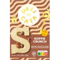 Een afbeelding van Delicata Chocoladeletter wit koffie crunch