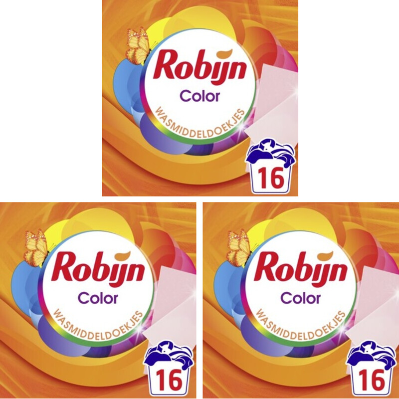 Een afbeelding van Robijn Wasmiddeldoekjes color 3-pack
