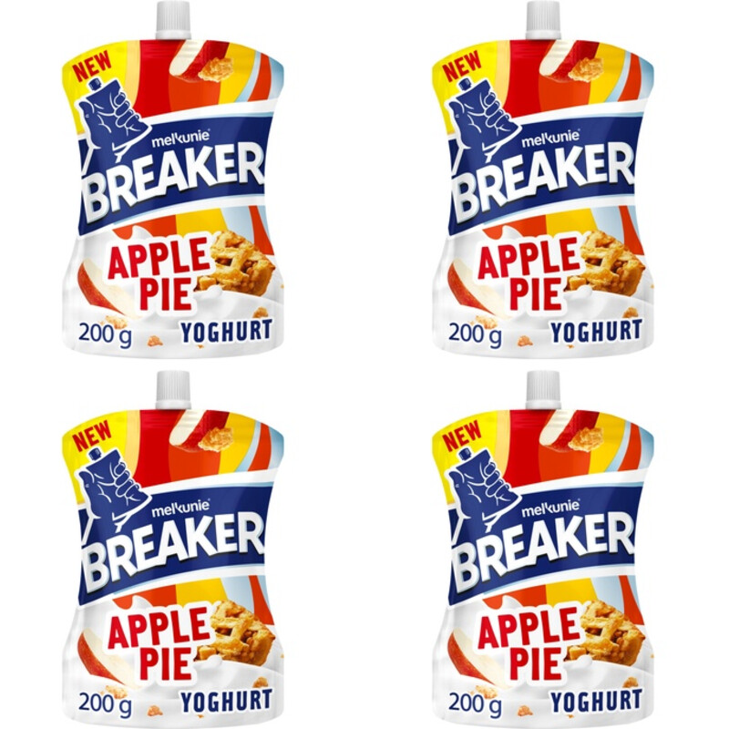 Een afbeelding van Melkunie Breaker apple pie yoghurt 4-pack