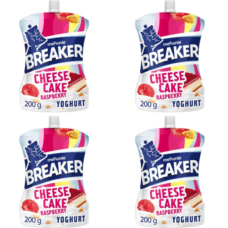 Een afbeelding van Melkunie cheesecake framboos yoghurt 4-pack