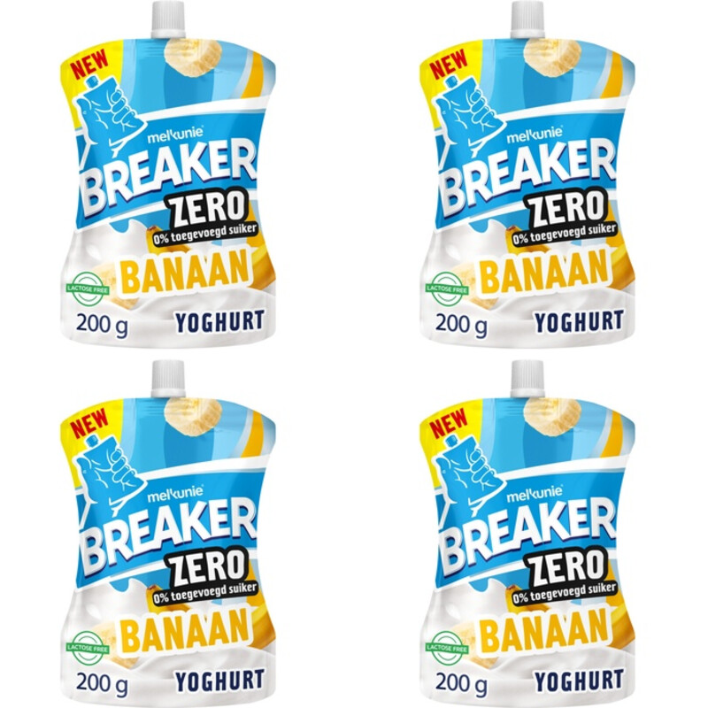 Een afbeelding van Melkunie Breaker zero banaan yoghurt 4-pack