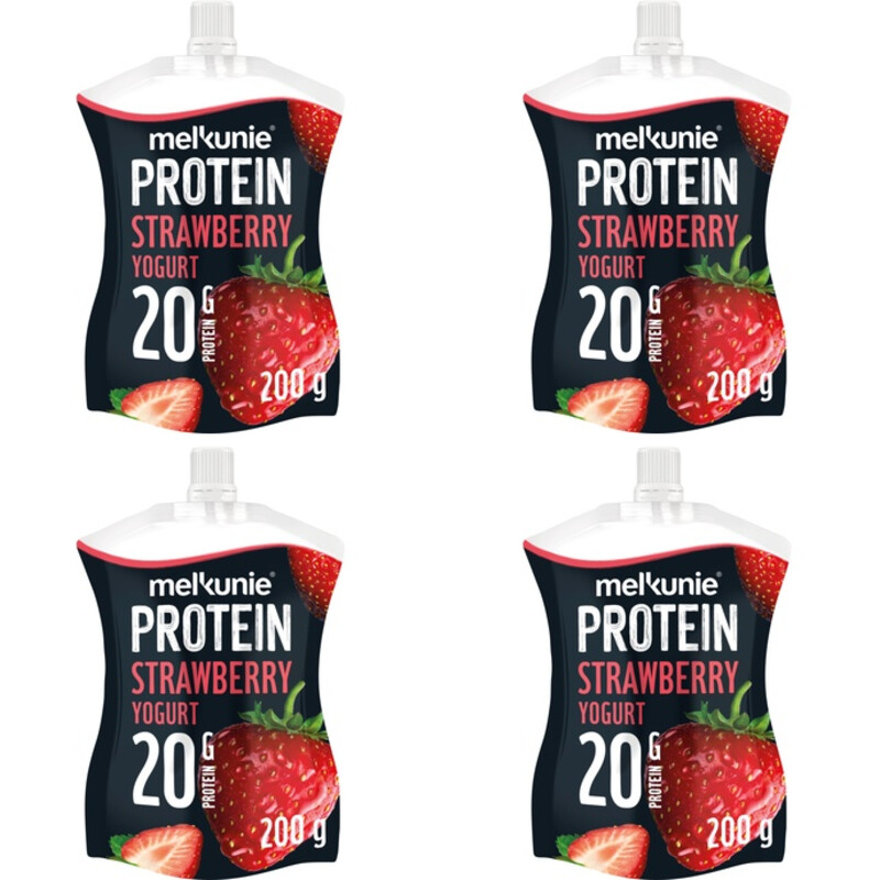 Een afbeelding van Melkunie Protein aardbei yoghurt 4-pack