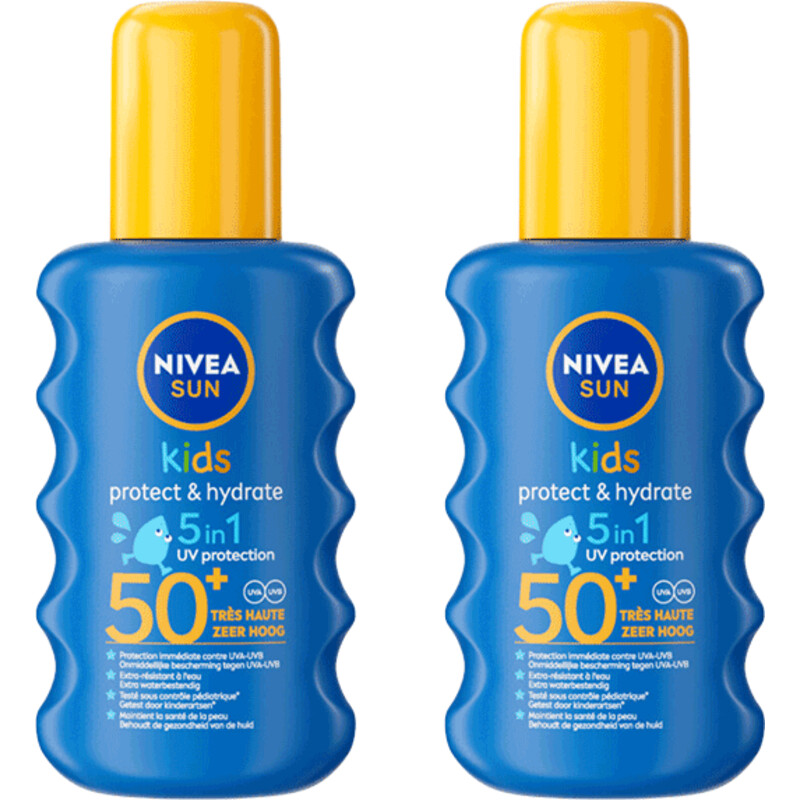 Een afbeelding van Nivea Sun Kids hydra zonnespray spf50+ 2-pack