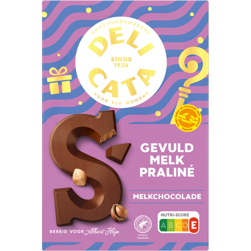 Een afbeelding van Delicata Chocoladeletter gevuld melk praliné