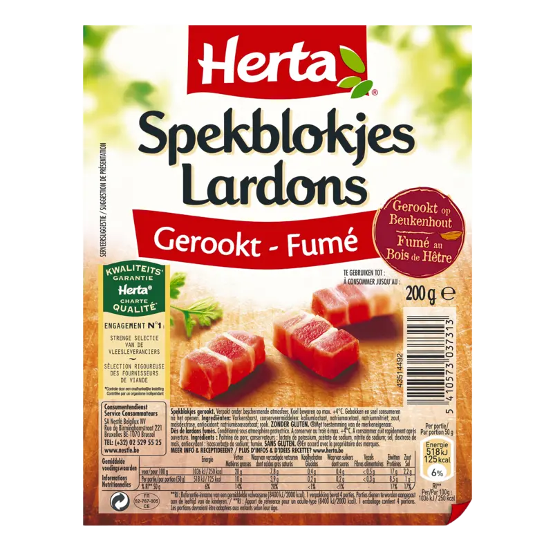 Herta Gerookte spekblokjes BEL