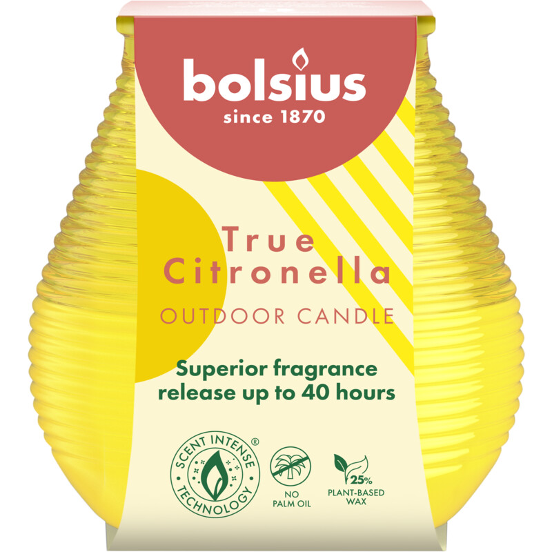 Een afbeelding van Bolsius True citronella patio candle geel