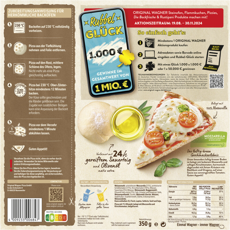 Een afbeelding van Wagner Sensazione pizza mozzarella tomaat