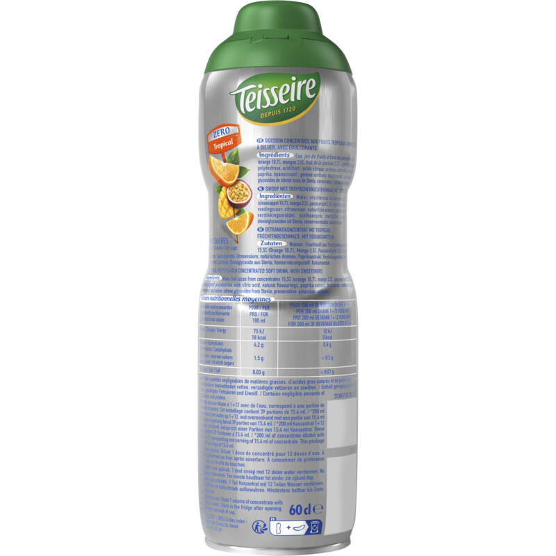 Een afbeelding van Teisseire Zero tropical siroop