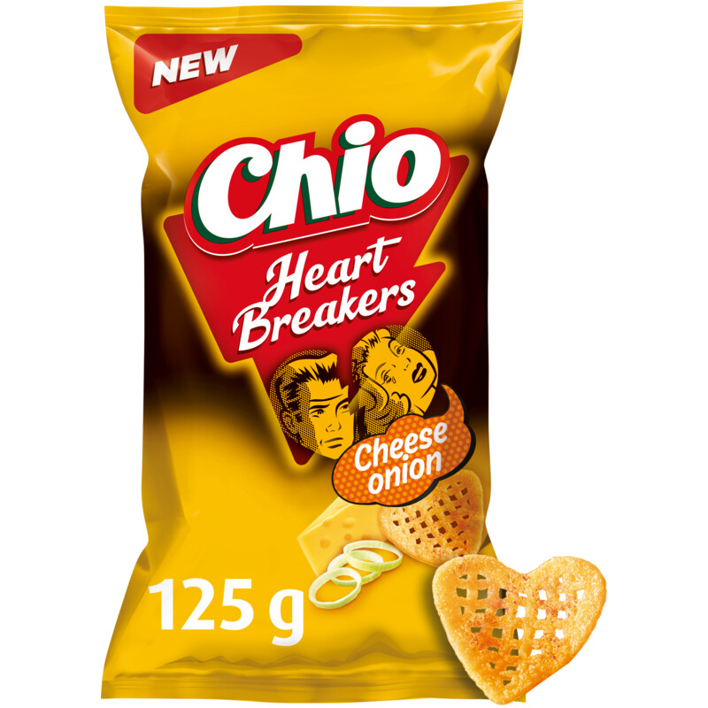 Een afbeelding van Chio Heartbreakers cheese onion