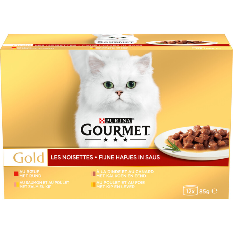 Een afbeelding van Gourmet Gold fijne hapjes met rund kalkoen zalm