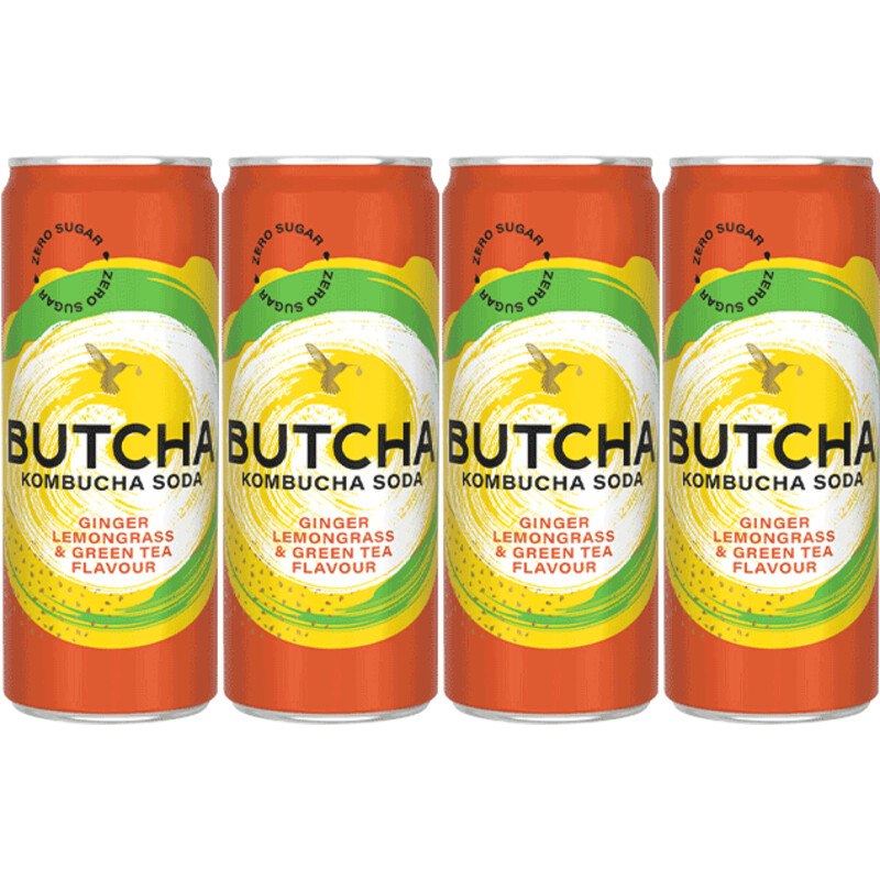 Een afbeelding van Butcha Ginger lemongrass & green tea 0% 4-pack