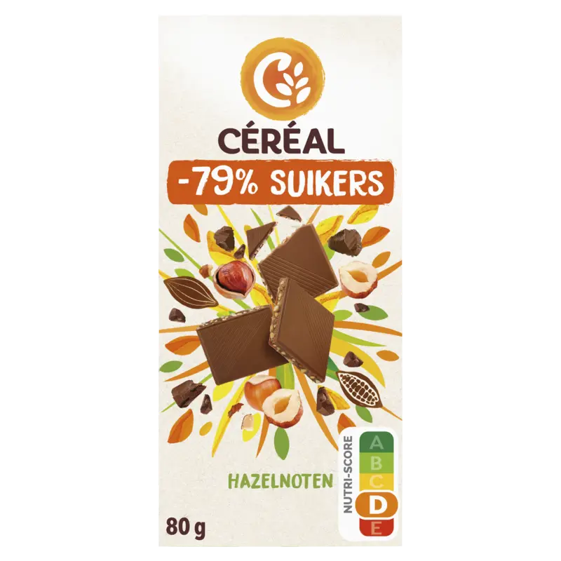 Melk chocolade-hazelnoten minder suikers