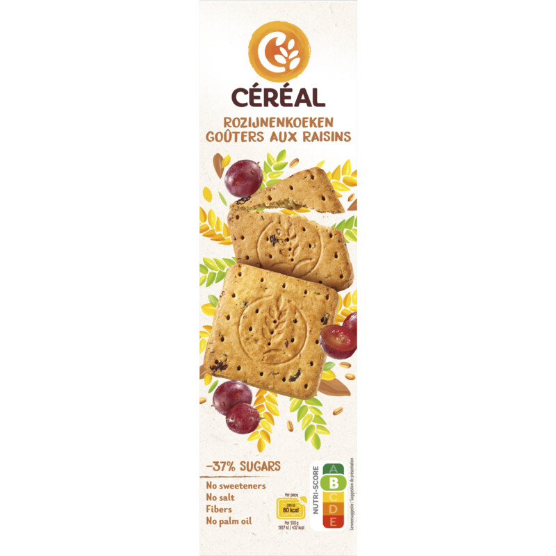 Een afbeelding van Céréal Rozijnenkoeken minder suikers bel