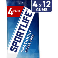 Een afbeelding van Sportlife Smashmint sugar free gums 4-pack
