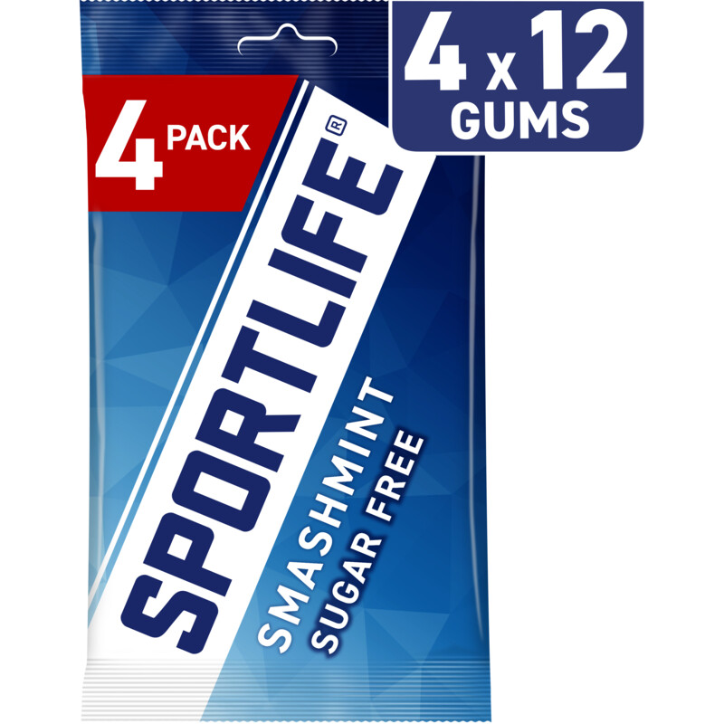 Een afbeelding van Sportlife Smashmint sugar free gums 4-pack