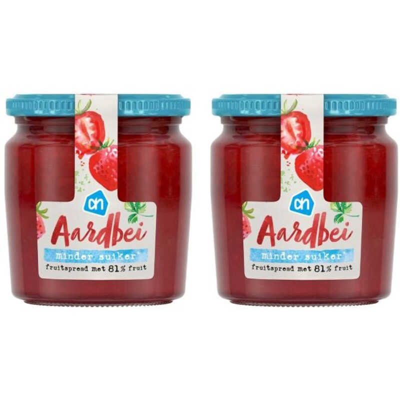 Een afbeelding van AH Fruitspread aardbei 81% 2-pack