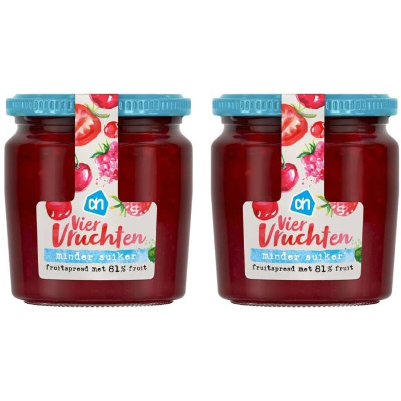 Een afbeelding van AH Fruitspread viervrucht 81% 2-pack