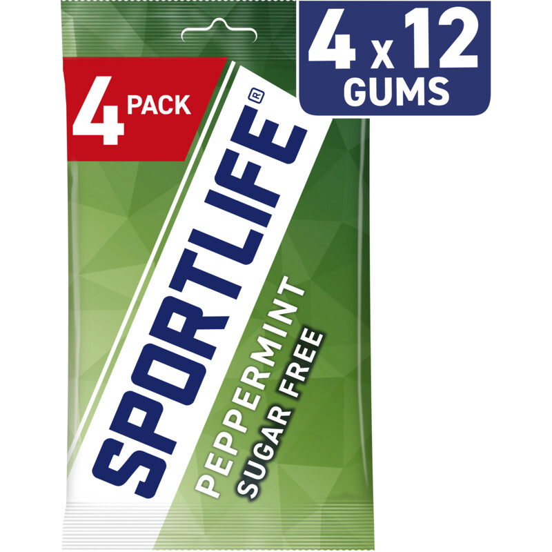 Een afbeelding van Sportlife Peppermint sugar free gums 4-pack