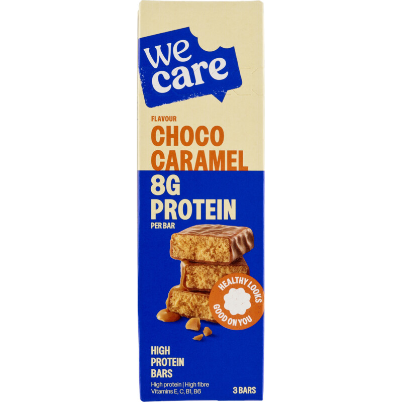 Een afbeelding van Wecare High protein bars choco caramel