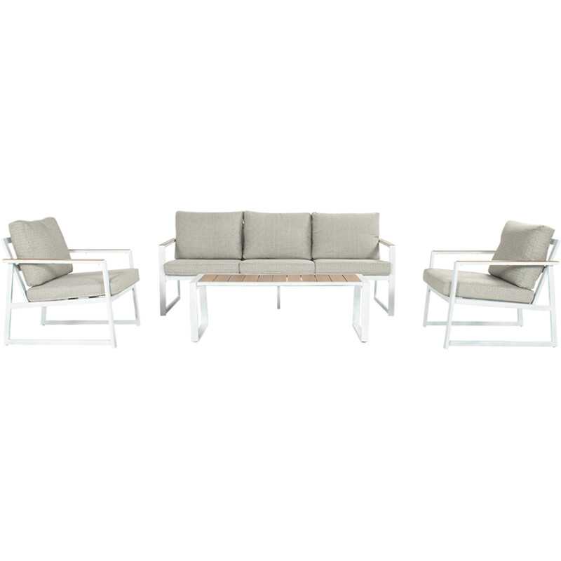 Een afbeelding van Hartman Loungeset grijs kussen wit frame
