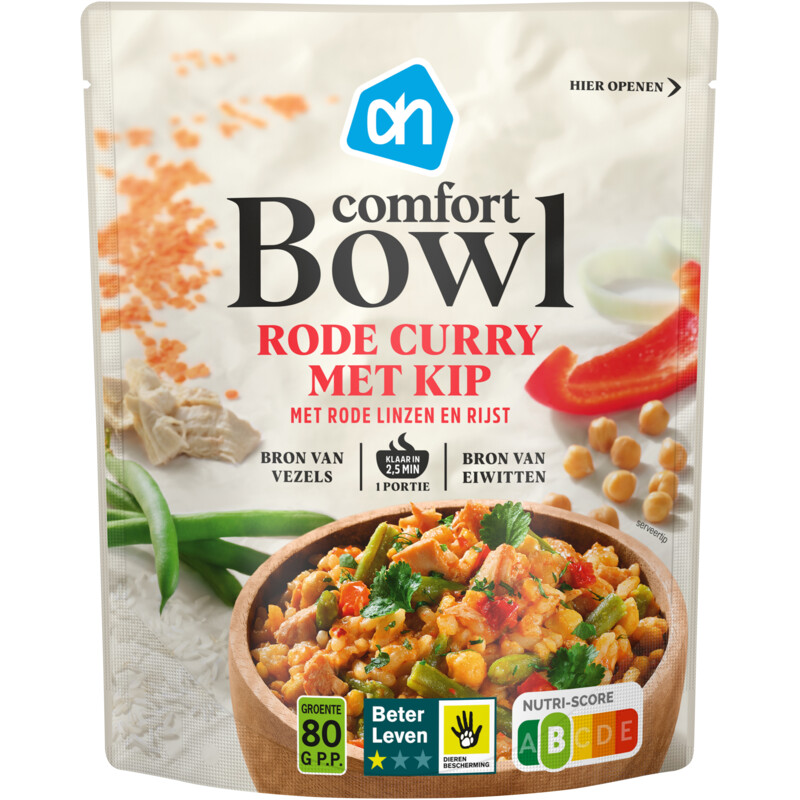 Een afbeelding van AH Comfort bowl rode curry met kip