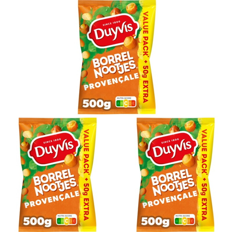Een afbeelding van Duyvis Borrelnootjes provencale 3-pack