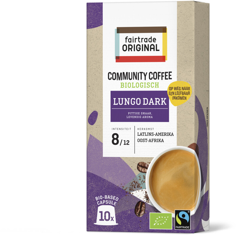 Een afbeelding van Fairtrade Original Community coffee lungo dark capsules