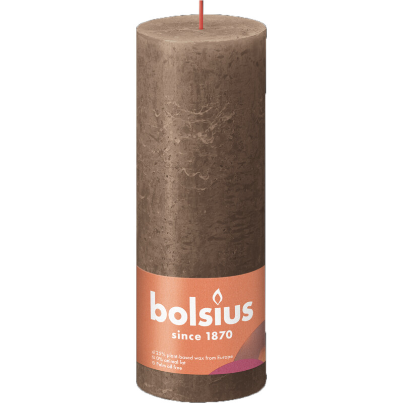 Een afbeelding van Bolsius Rustieke kaars donkerbruin 19cm