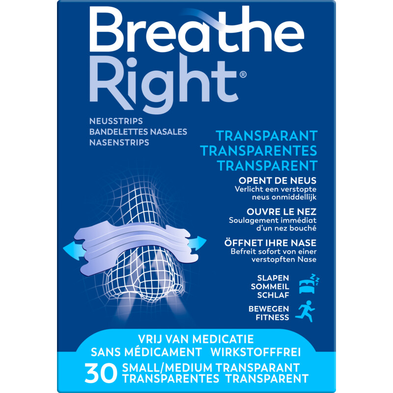 Een afbeelding van Breathe Right Neusstrips transparant