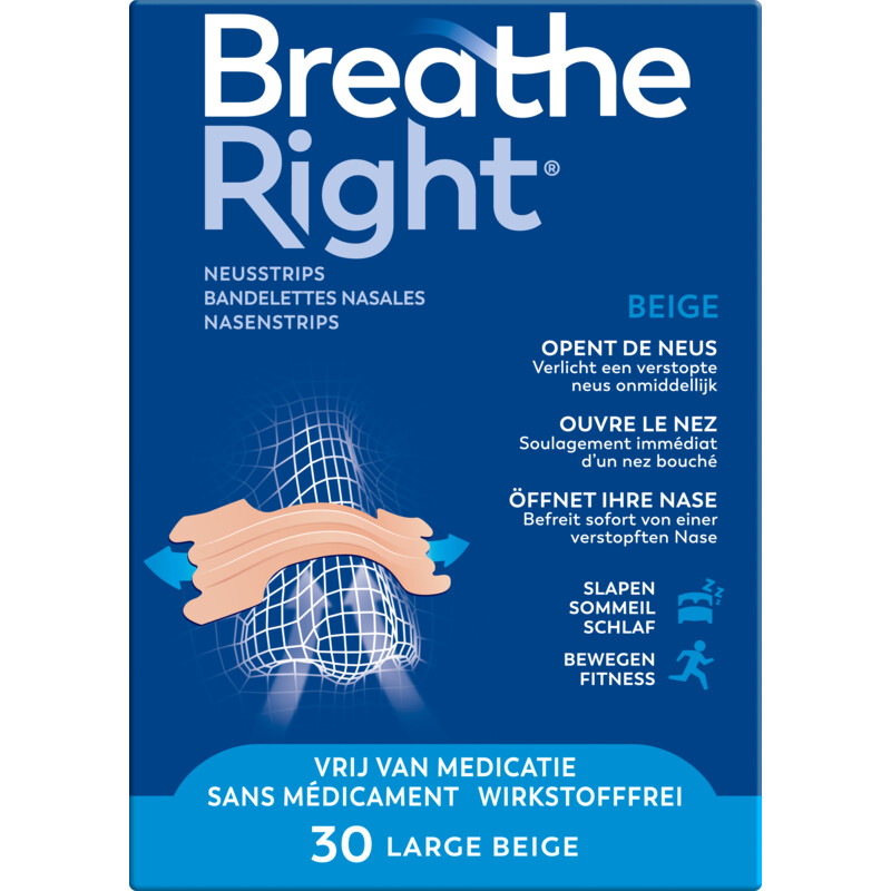 Een afbeelding van Breathe Right Neusstrips beige