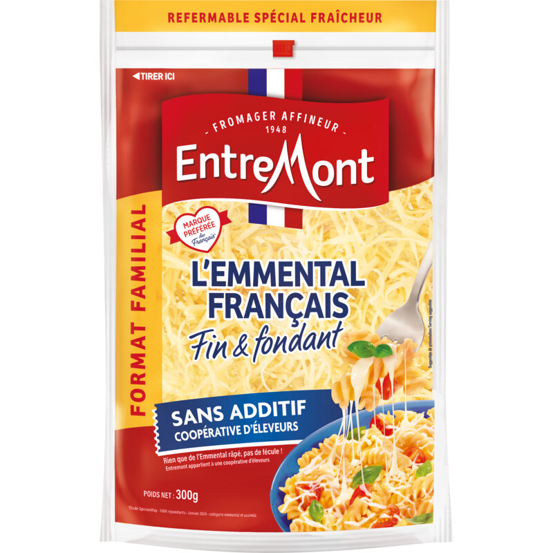 Een afbeelding van Entremont L'emmental Francais 45+ rasp bel