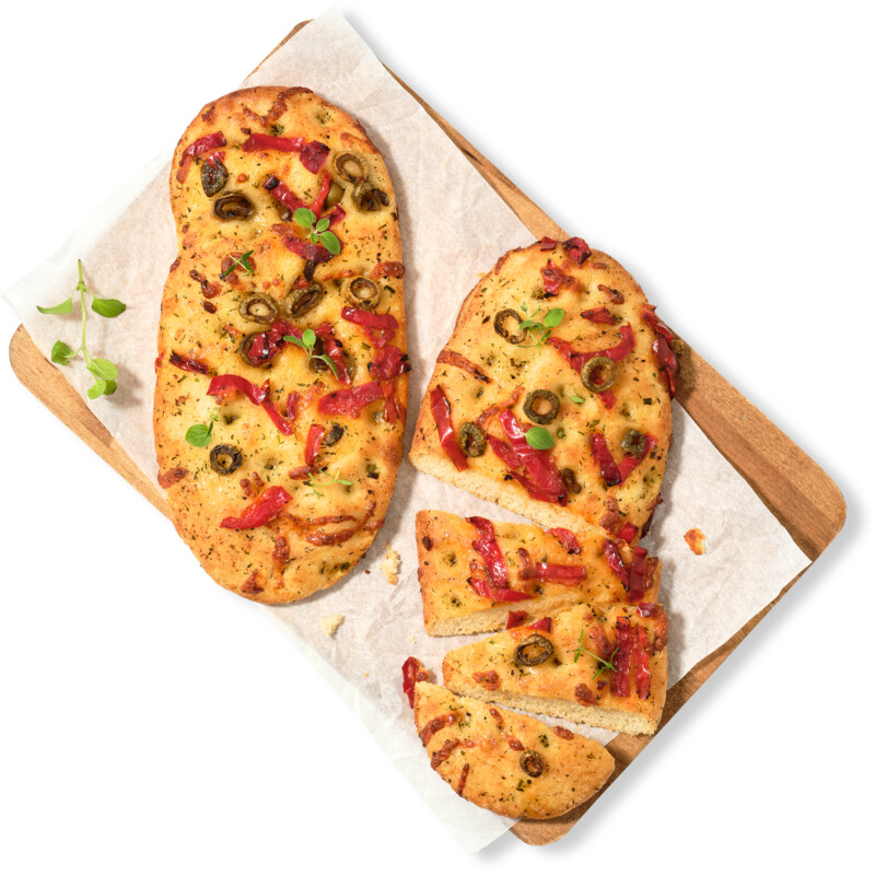 Een afbeelding van AH Focaccia paprika olijf