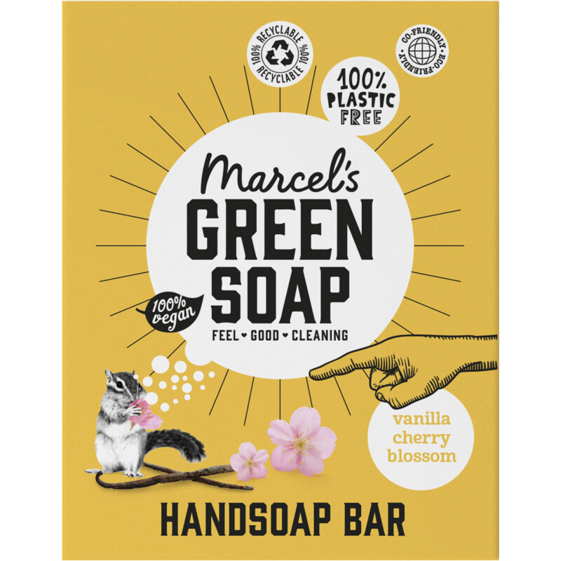 Een afbeelding van Marcel's Green Soap Handzeep bar vanille & cherry blossom