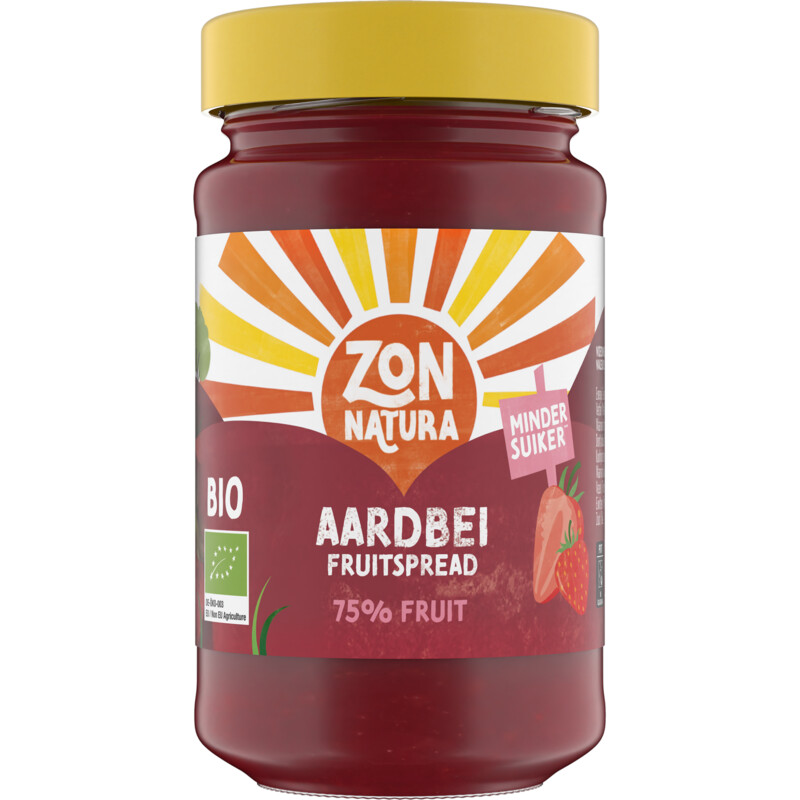 Een afbeelding van Zonnatura Aardbei fruitspread 75% fruit
