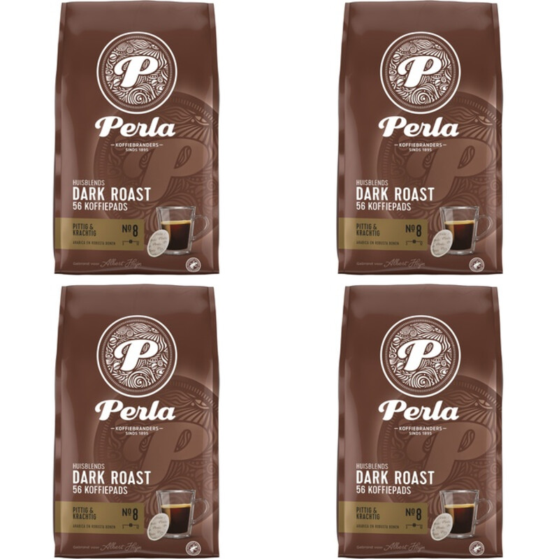 Een afbeelding van Perla Huisblends Dark roast koffiepads 4-pack