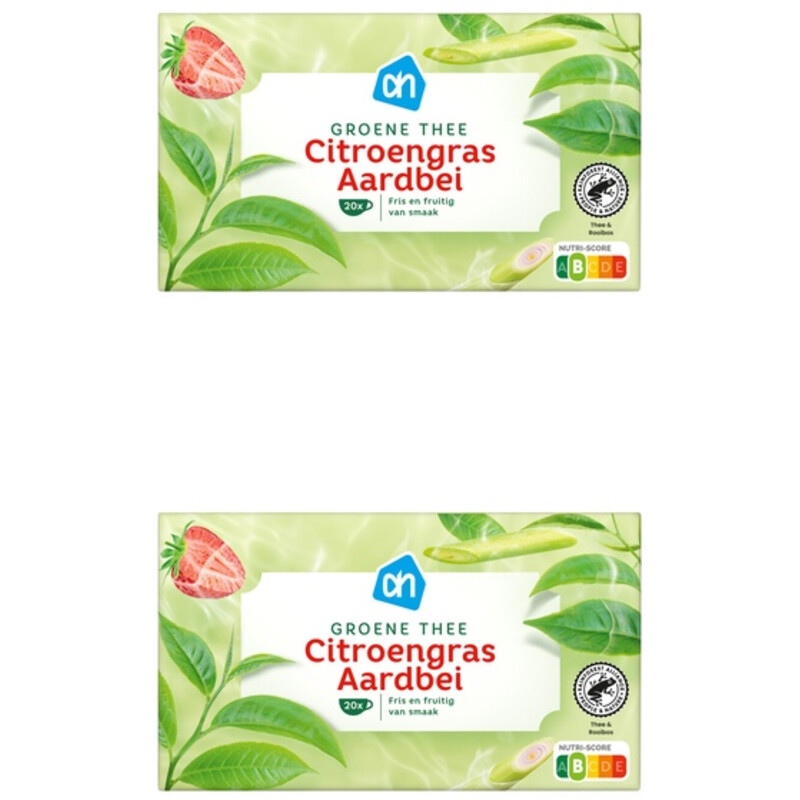 Een afbeelding van AH Groene thee citroengras aardbei 2-pack